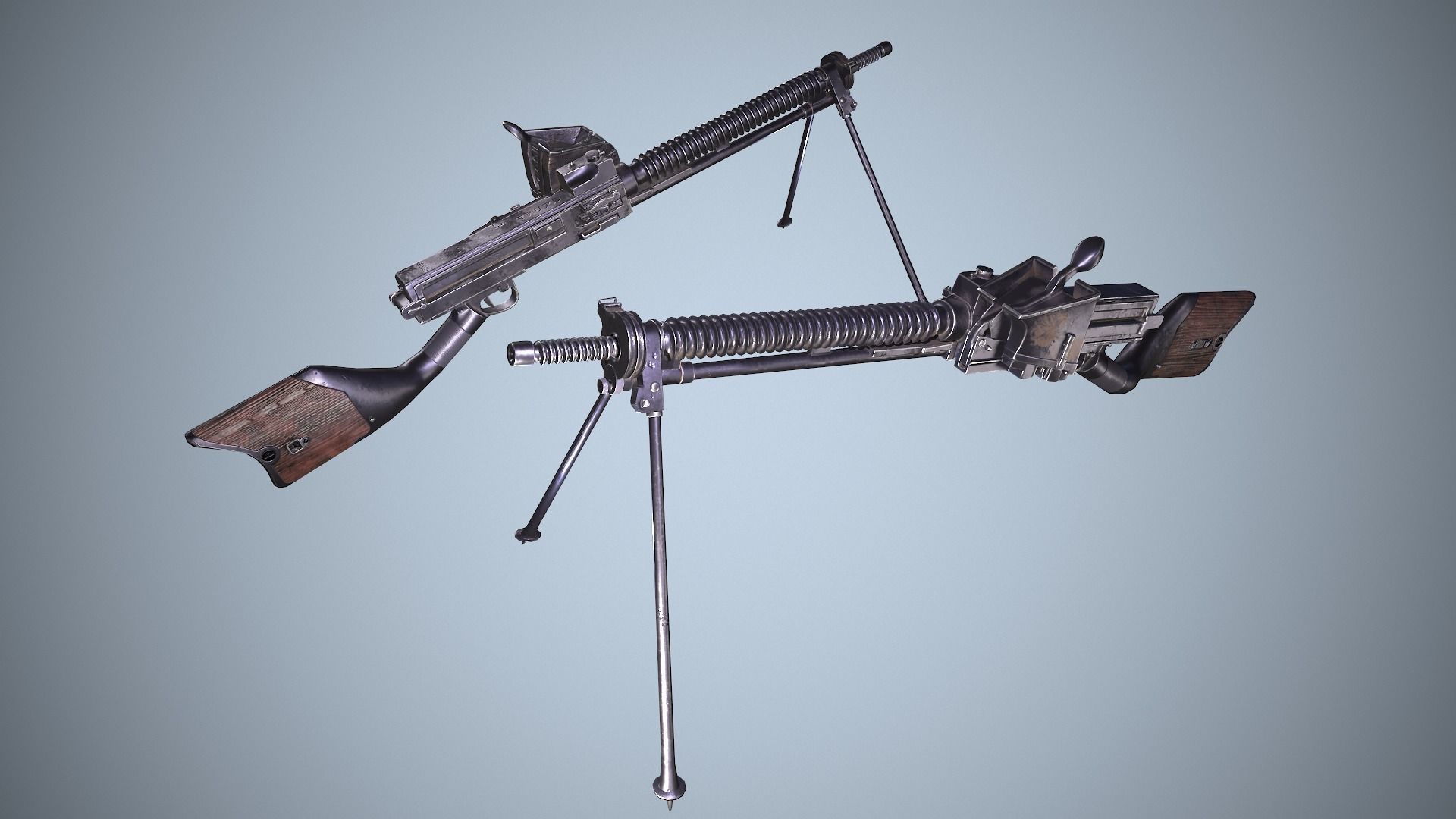 Type 11 Japanese light machine gun Low-poly 3D model_7