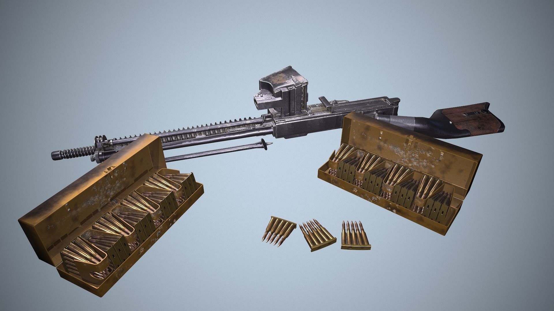 Type 11 Japanese light machine gun Low-poly 3D model_11