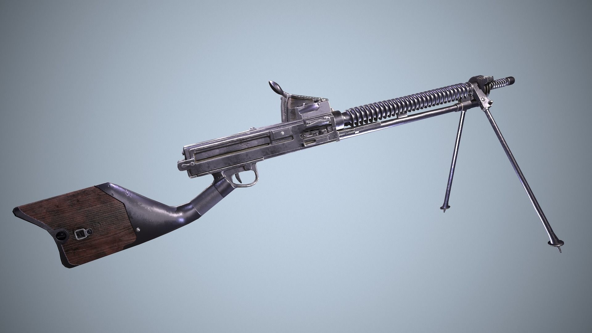 Type 11 Japanese light machine gun Low-poly 3D model_4