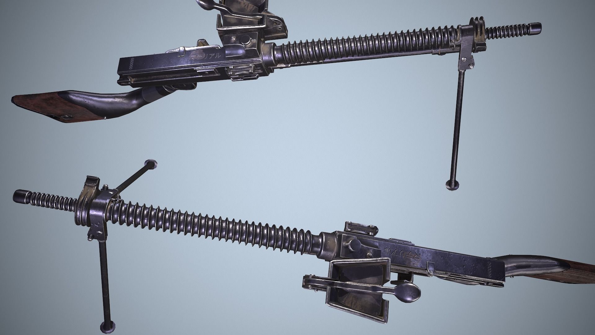 Type 11 Japanese light machine gun Low-poly 3D model_8