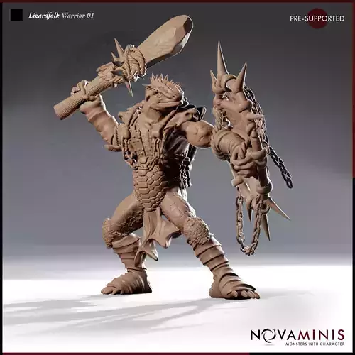 Lizardfolk Warrior 01 3D print model