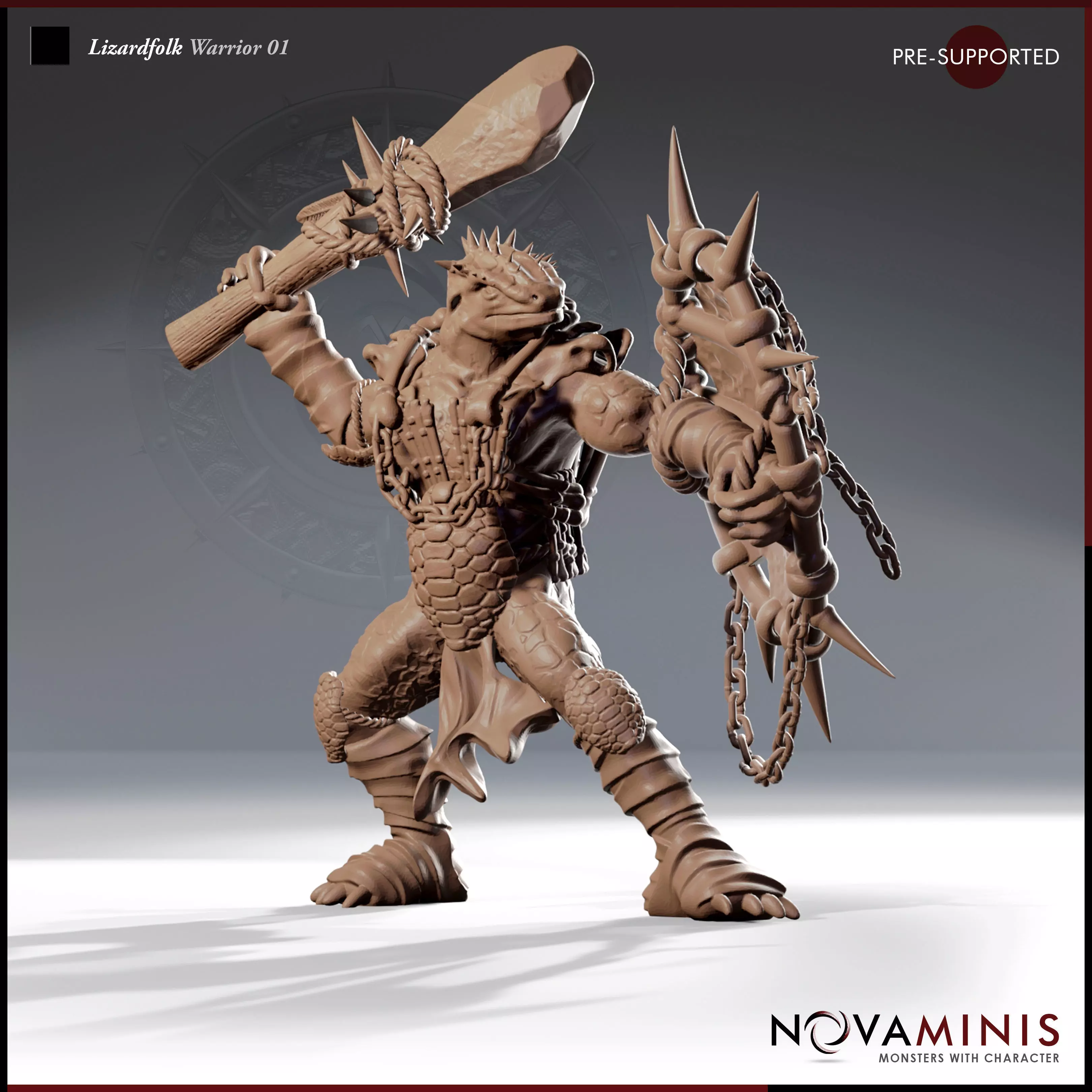 Lizardfolk Warrior 01 3D print model_0