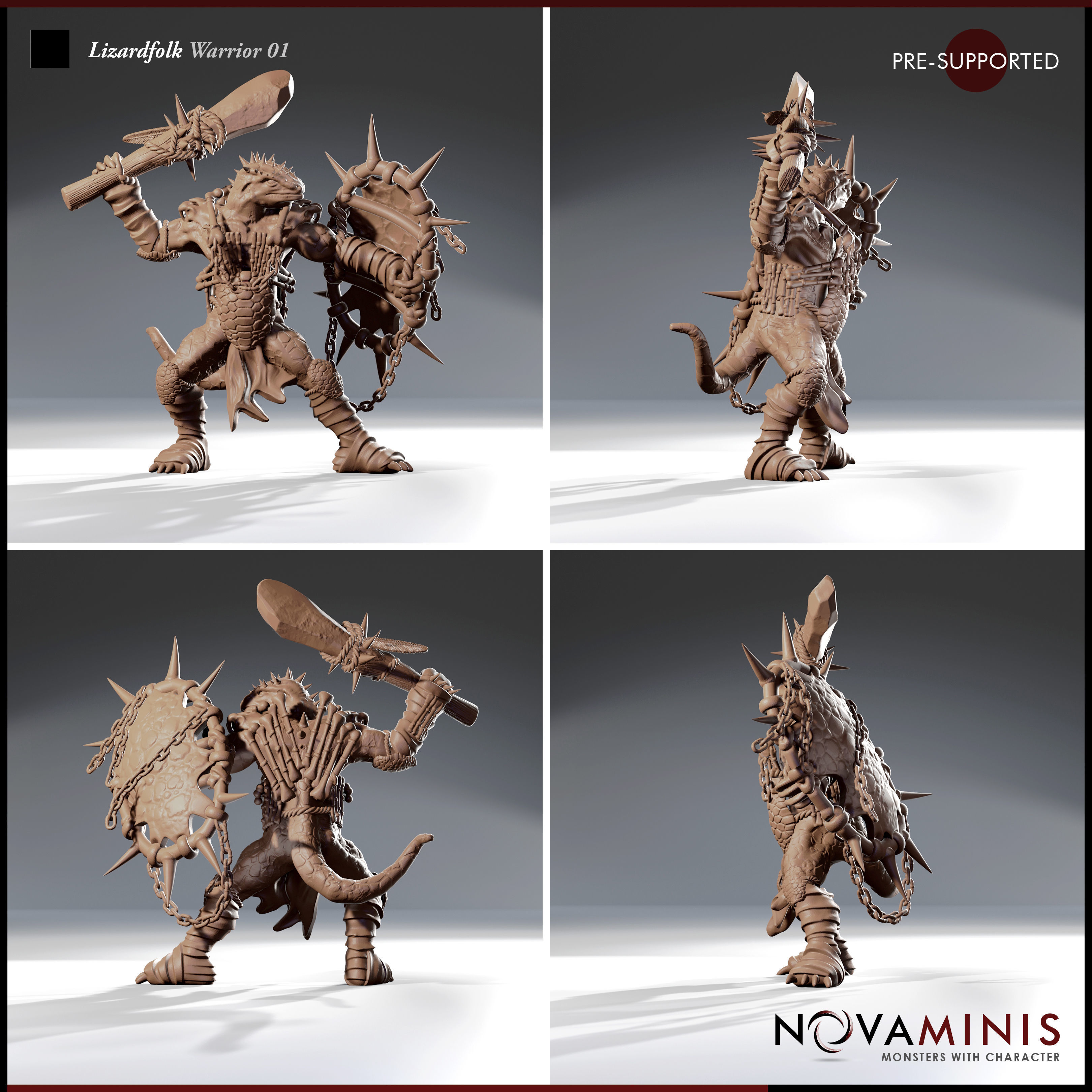 Lizardfolk Warrior 01 3D print model_2