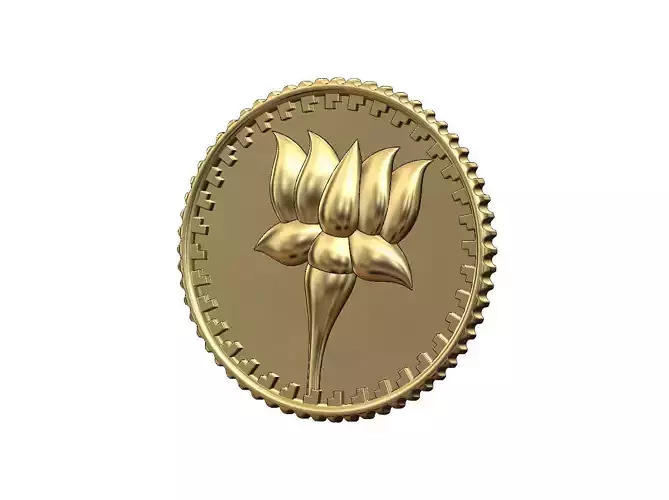 Lotus flower coin medallion