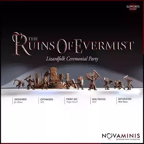 Lizardfolk Ceremonial Party - Ruins of Evermist 3D Model Collection