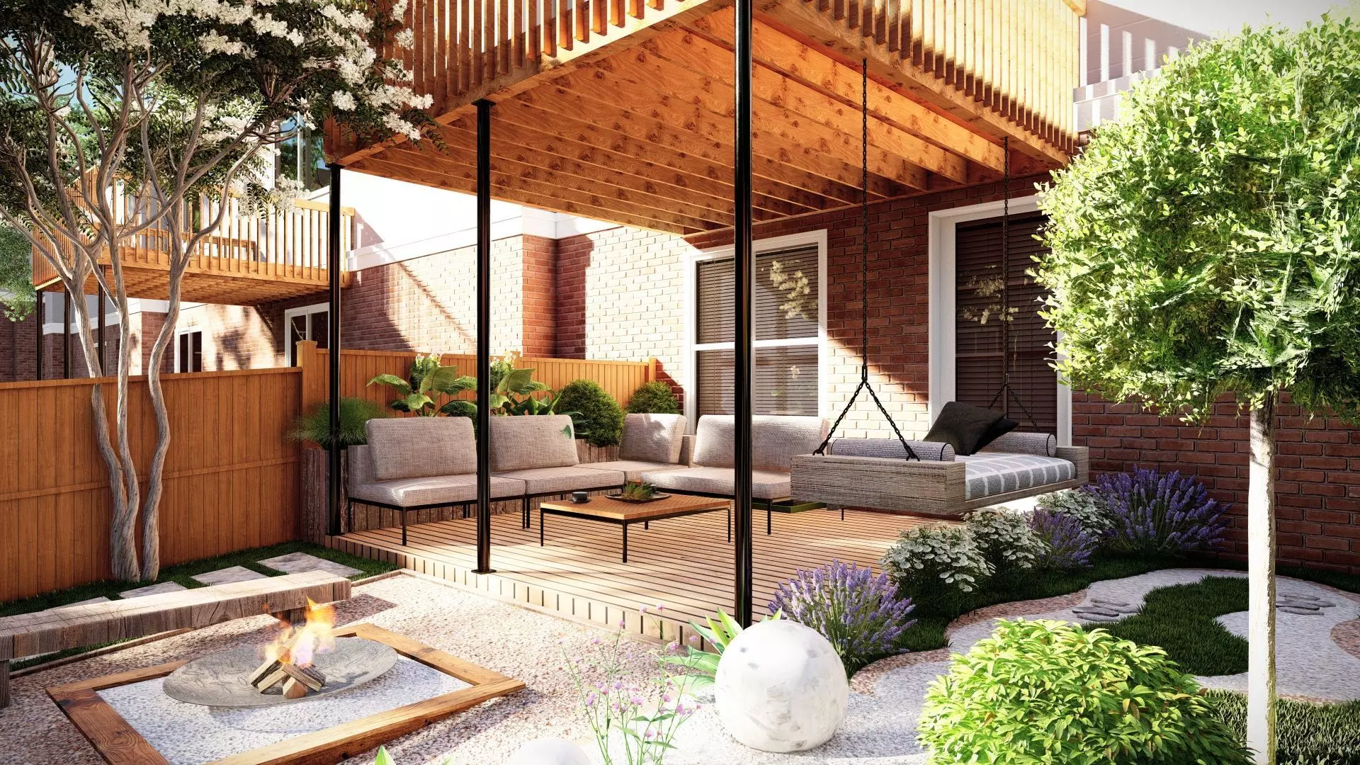 3D Exterior Scene 3D model design garden and landscape  3D model_0