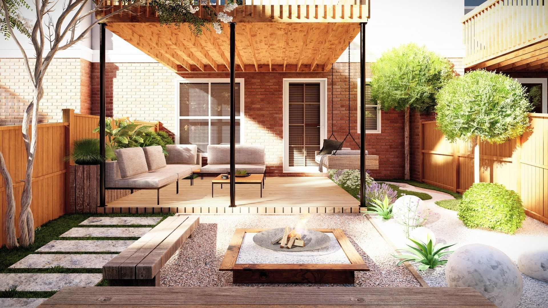 3D Exterior Scene 3D model design garden and landscape  3D model_2