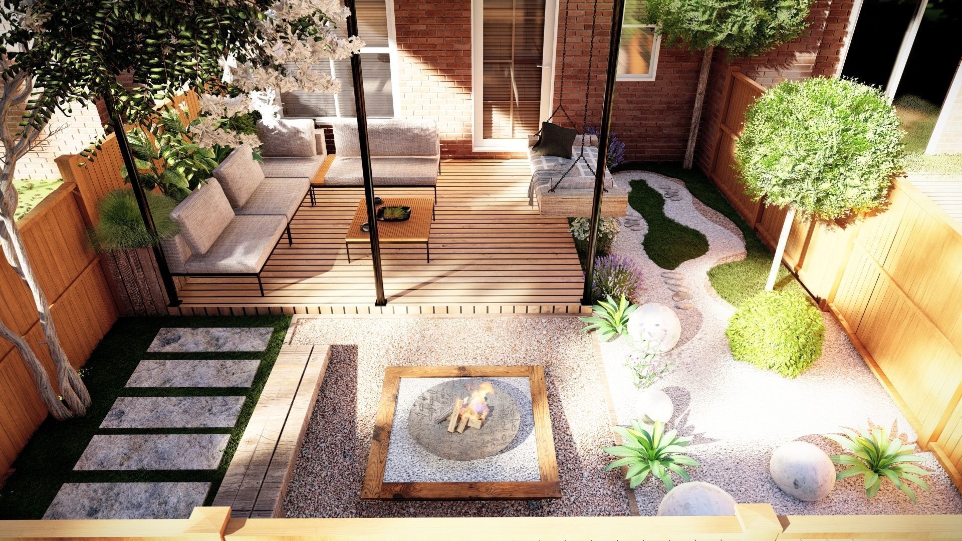 3D Exterior Scene 3D model design garden and landscape  3D model_3