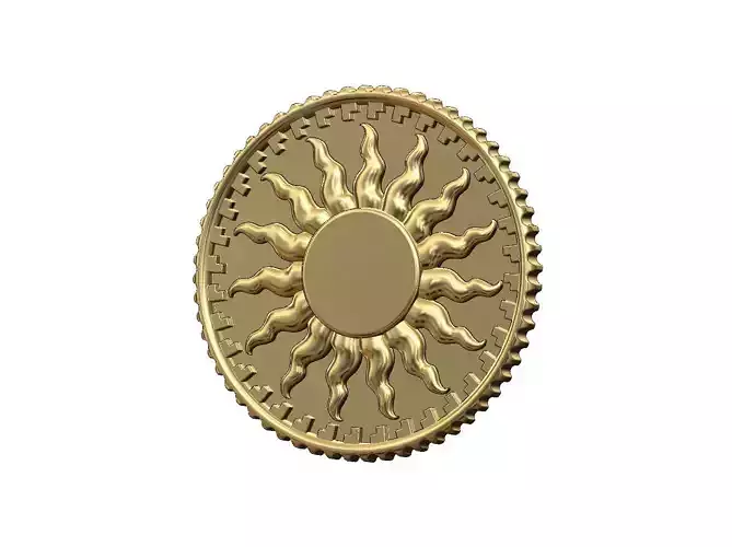 Notched sun relif coin 3D print model
