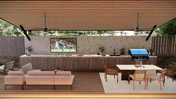 3D Exterior Scene 3D model design garden and landscape