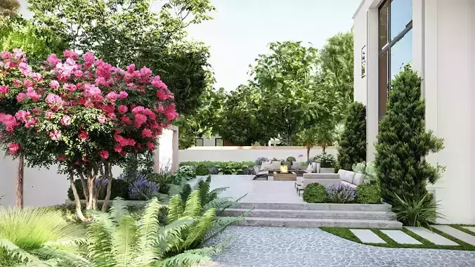 3D Exterior Scene 3D model design garden and landscape