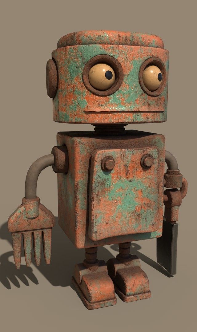 Stylized Robot Butcher Low-poly 3D model_11
