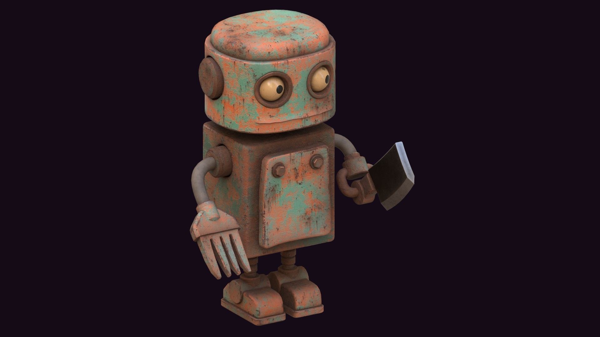 Stylized Robot Butcher Low-poly 3D model_8