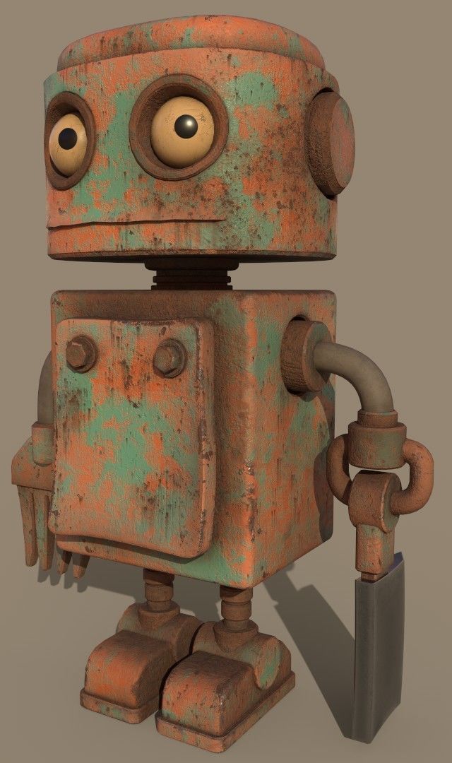 Stylized Robot Butcher Low-poly 3D model_12