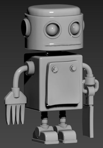 Stylized Robot Butcher Low-poly 3D model_23