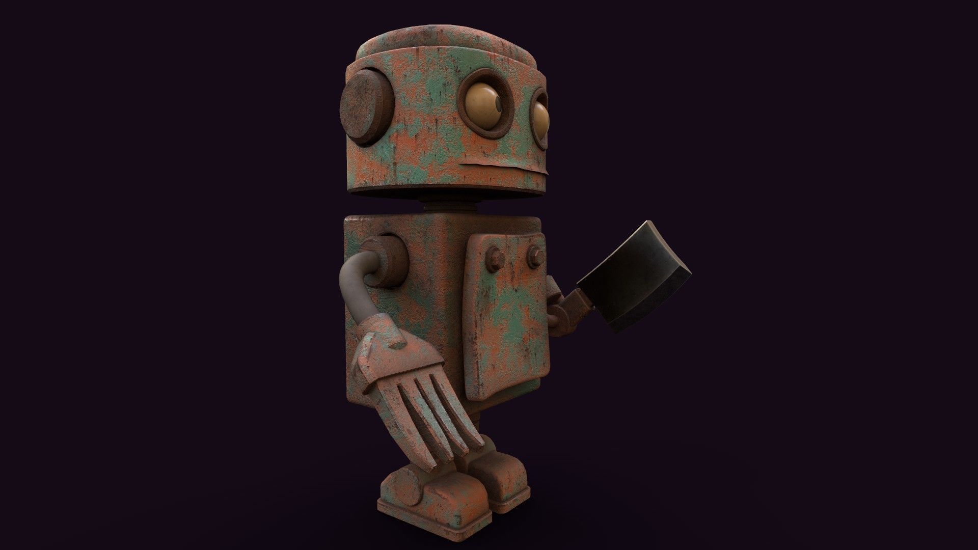 Stylized Robot Butcher Low-poly 3D model_19