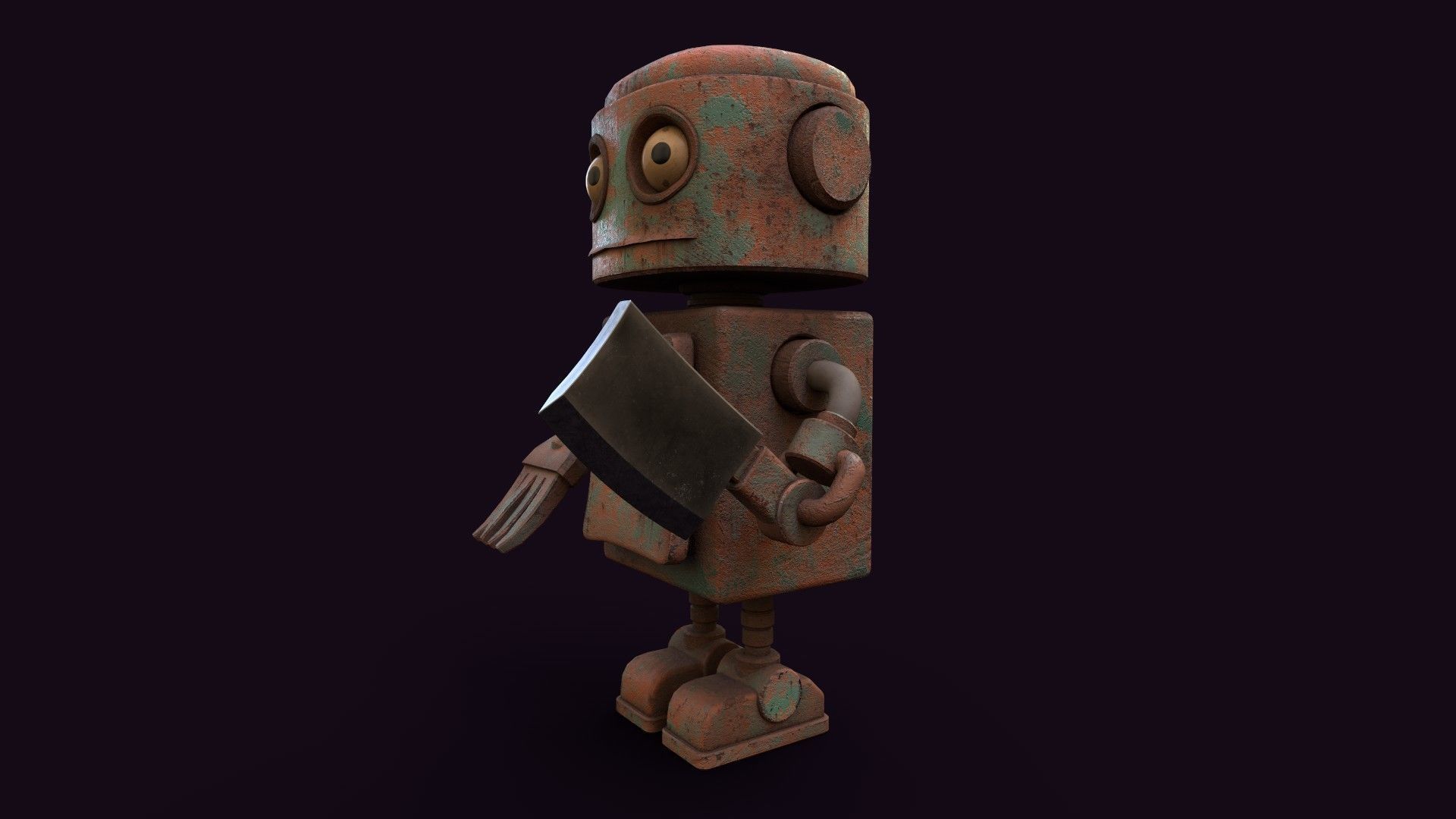 Stylized Robot Butcher Low-poly 3D model_18