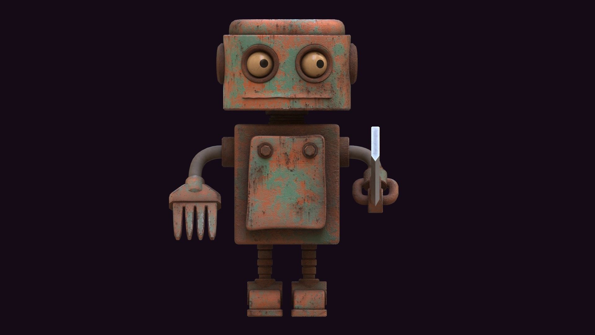 Stylized Robot Butcher Low-poly 3D model_4