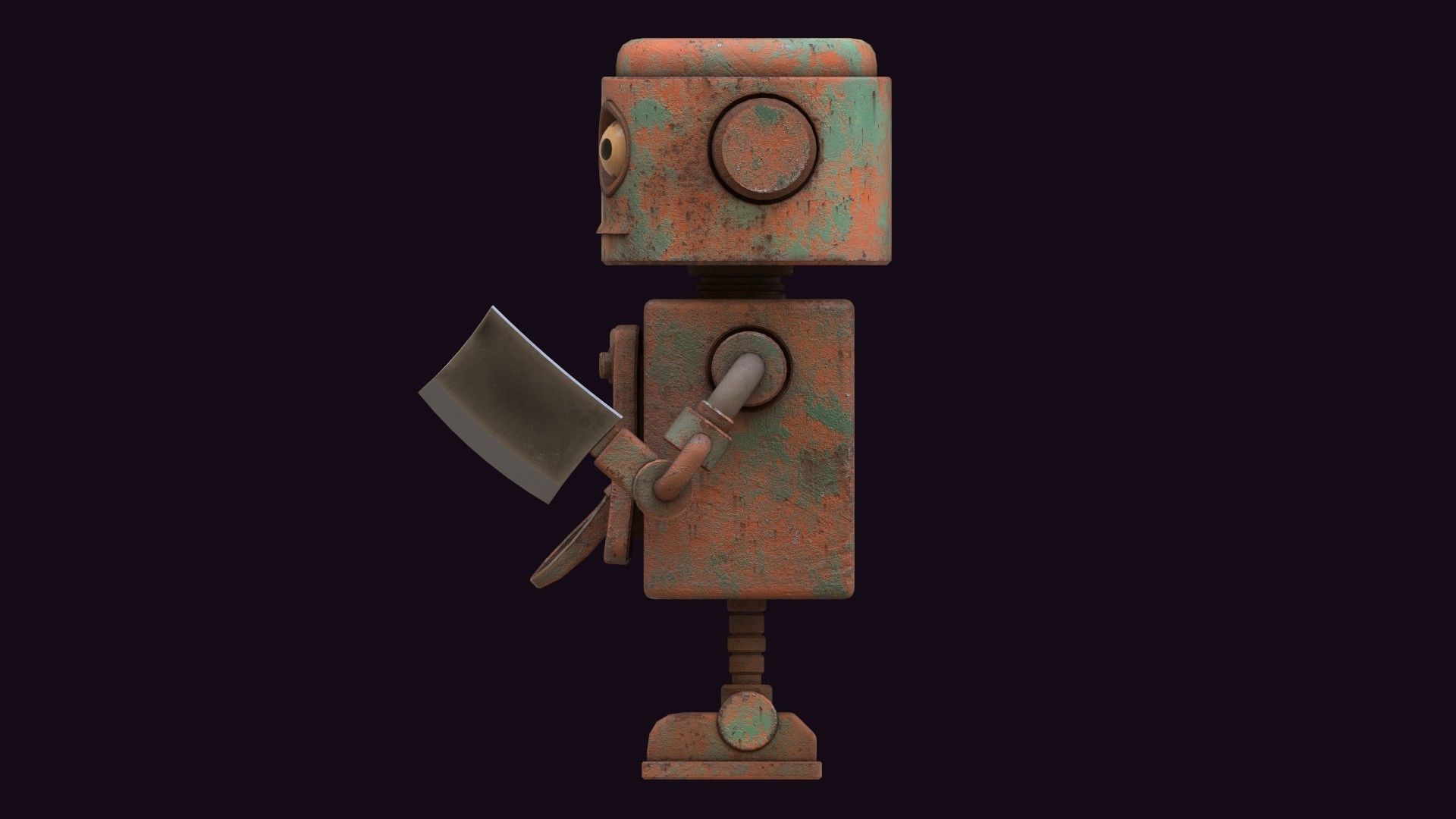 Stylized Robot Butcher Low-poly 3D model_3