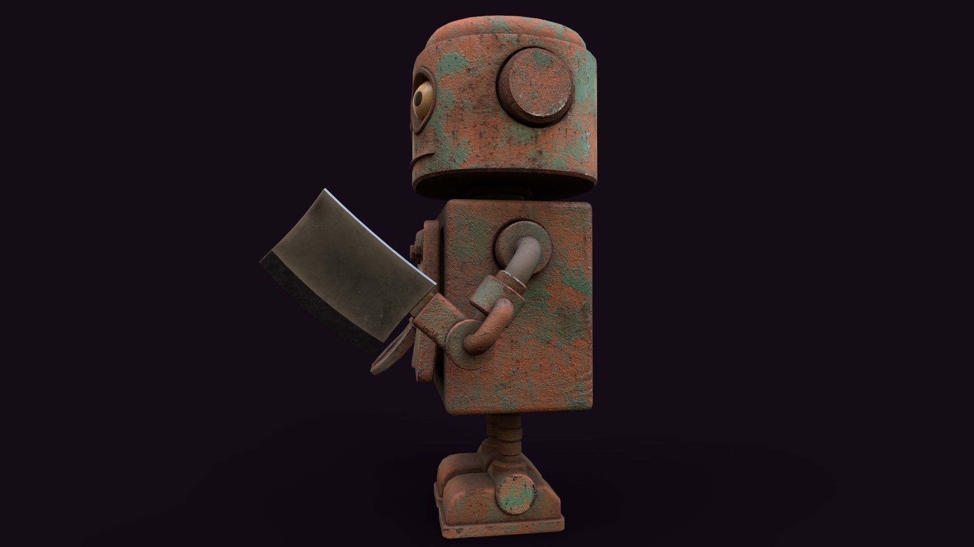 Stylized Robot Butcher Low-poly 3D model_2