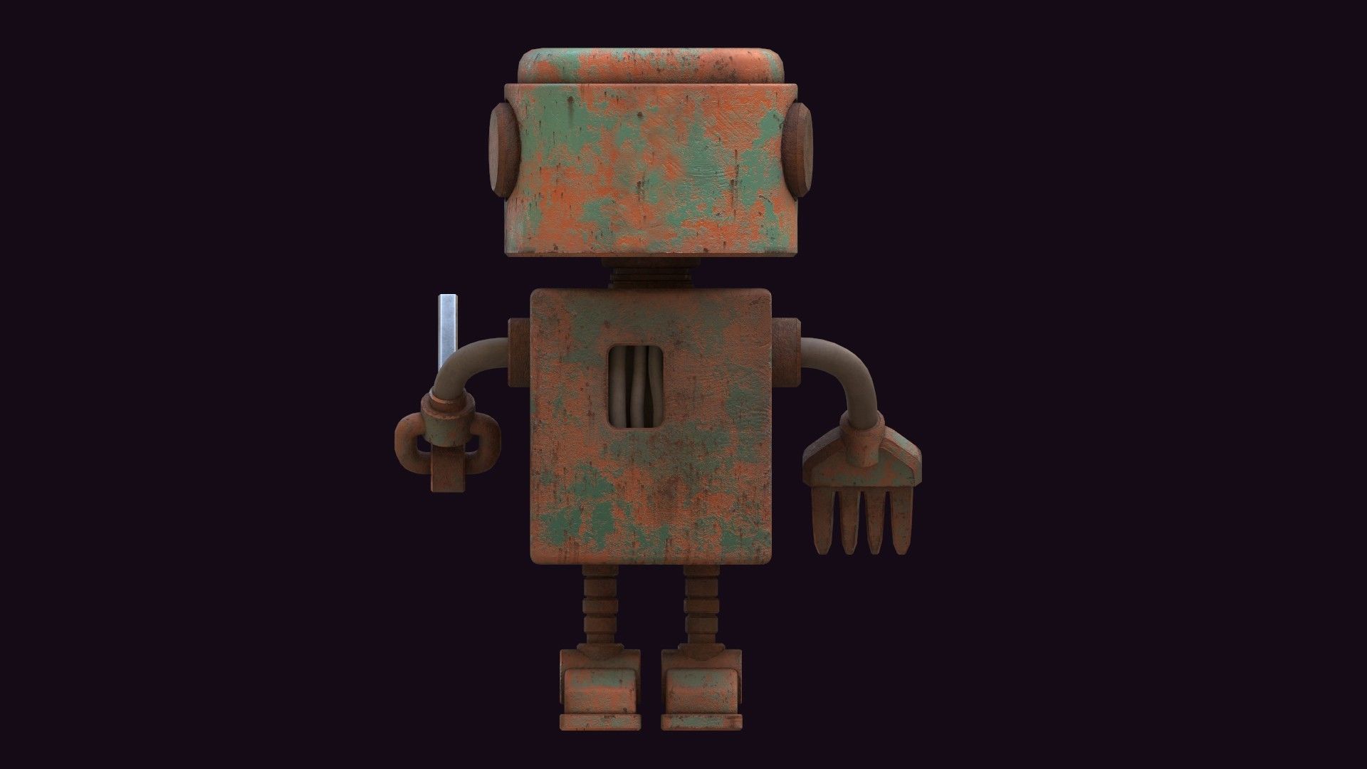 Stylized Robot Butcher Low-poly 3D model_6