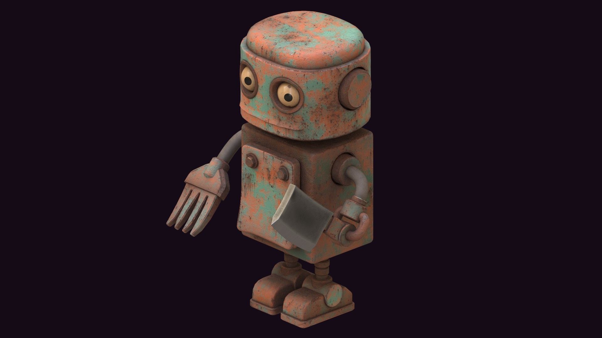 Stylized Robot Butcher Low-poly 3D model_7