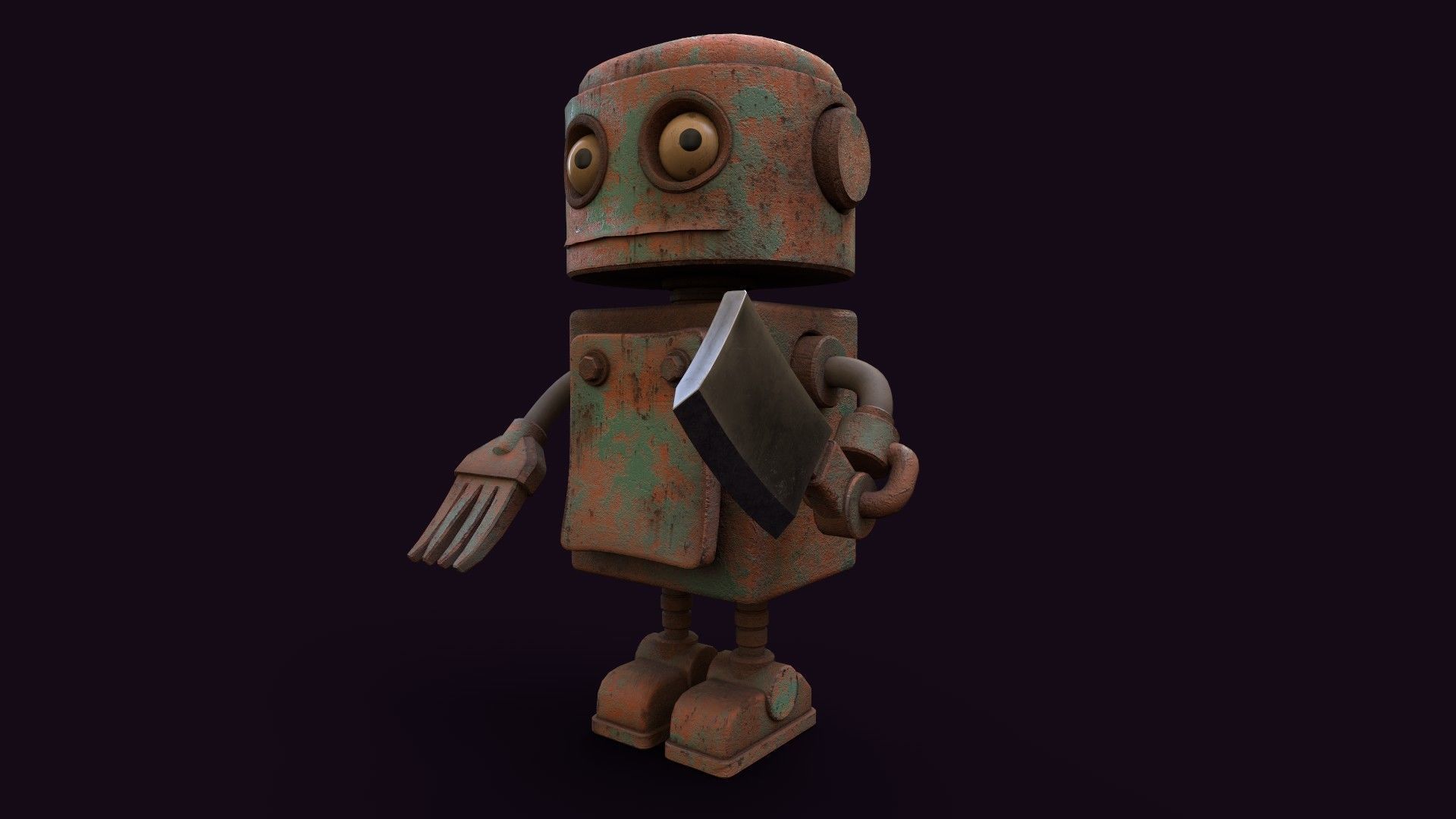 Stylized Robot Butcher Low-poly 3D model_17