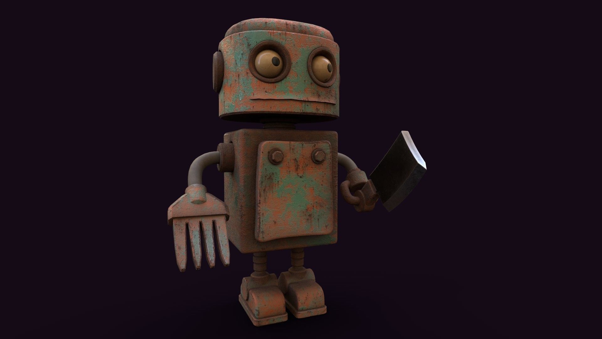 Stylized Robot Butcher Low-poly 3D model_16