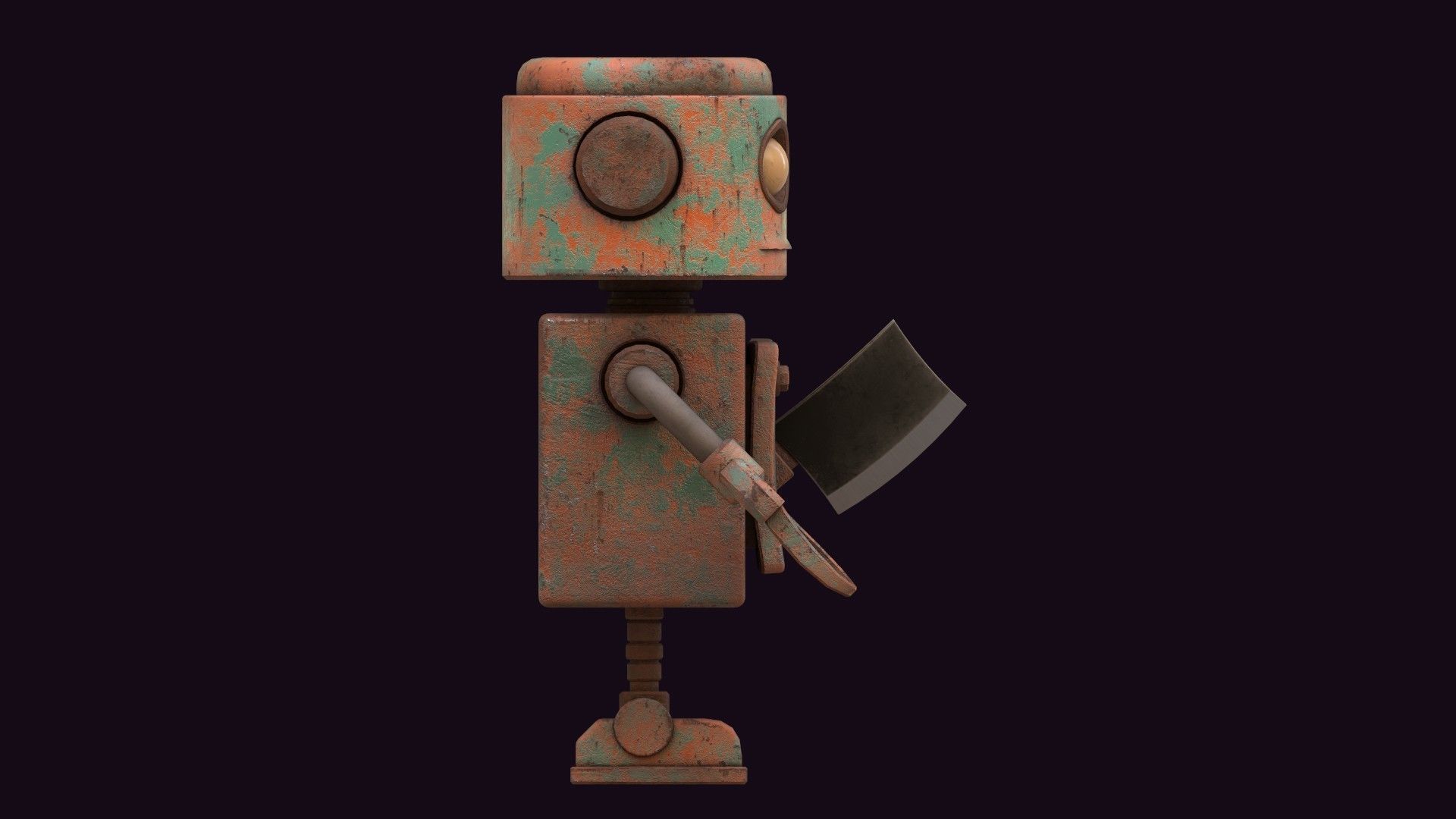 Stylized Robot Butcher Low-poly 3D model_5