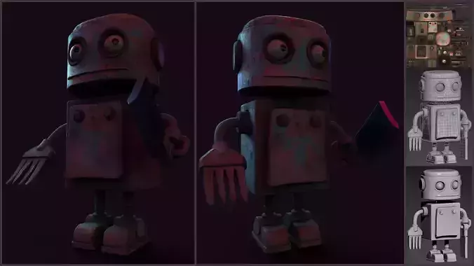 Stylized Robot Butcher Low-poly 3D model