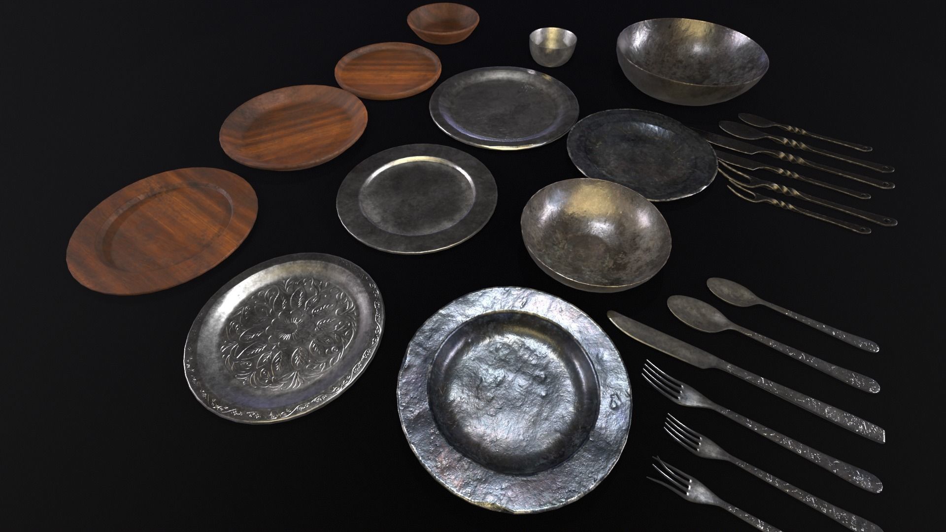 Medieval Dishes Set 3D Model Collection_20