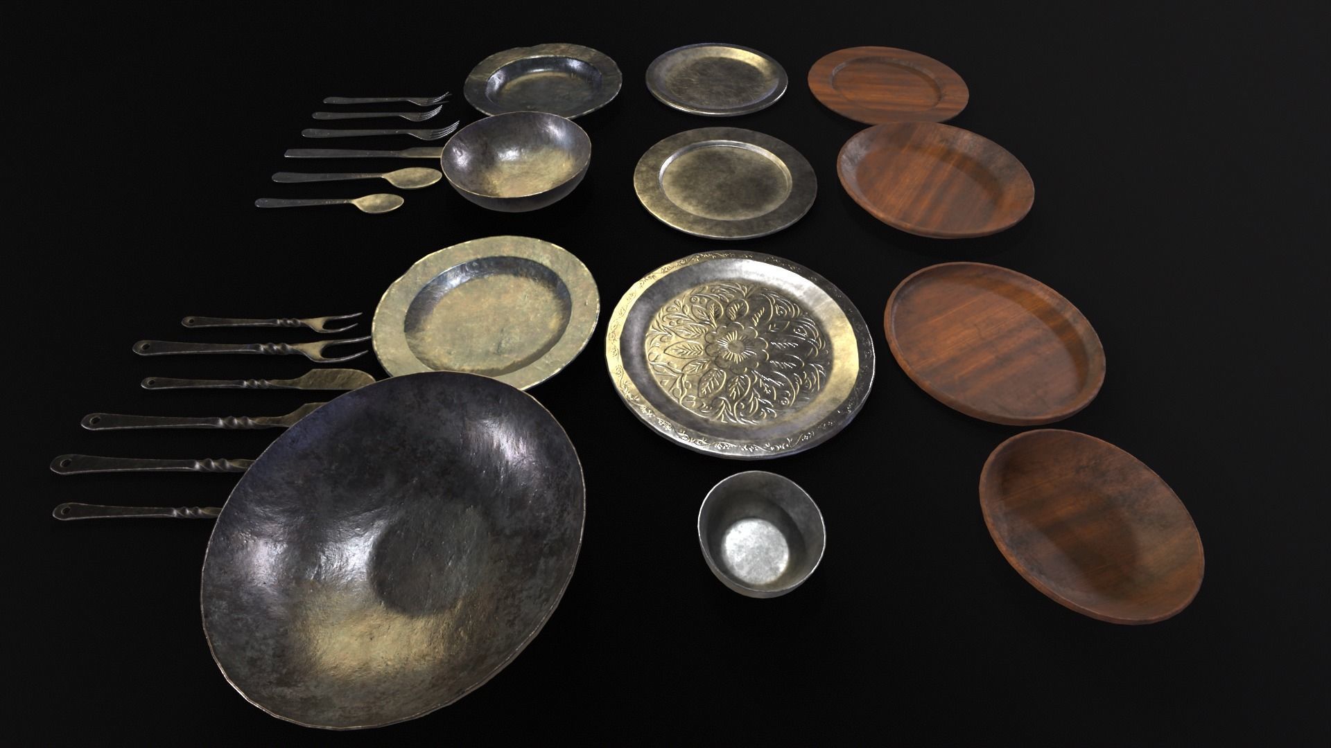 Medieval Dishes Set 3D Model Collection_21