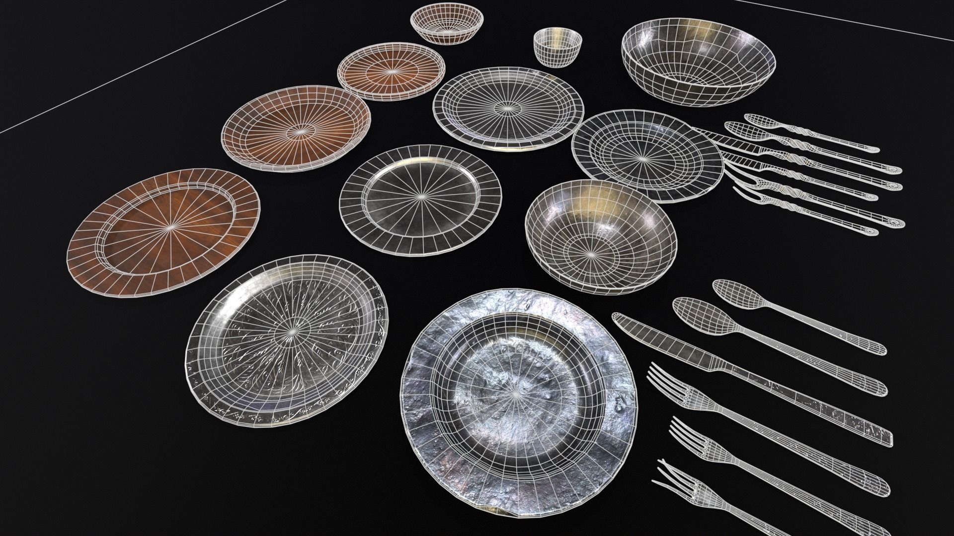 Medieval Dishes Set 3D Model Collection_26