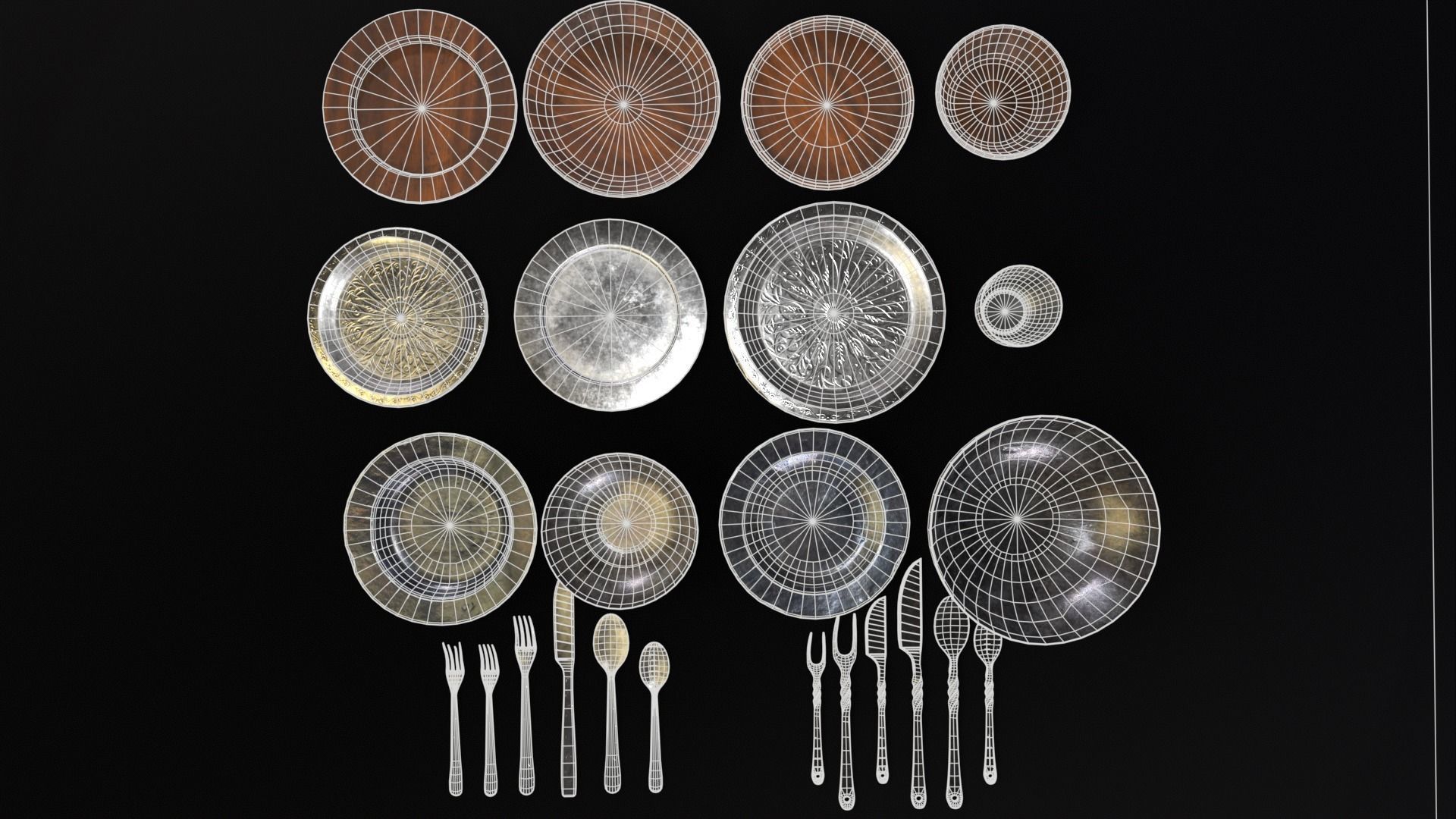 Medieval Dishes Set 3D Model Collection_19