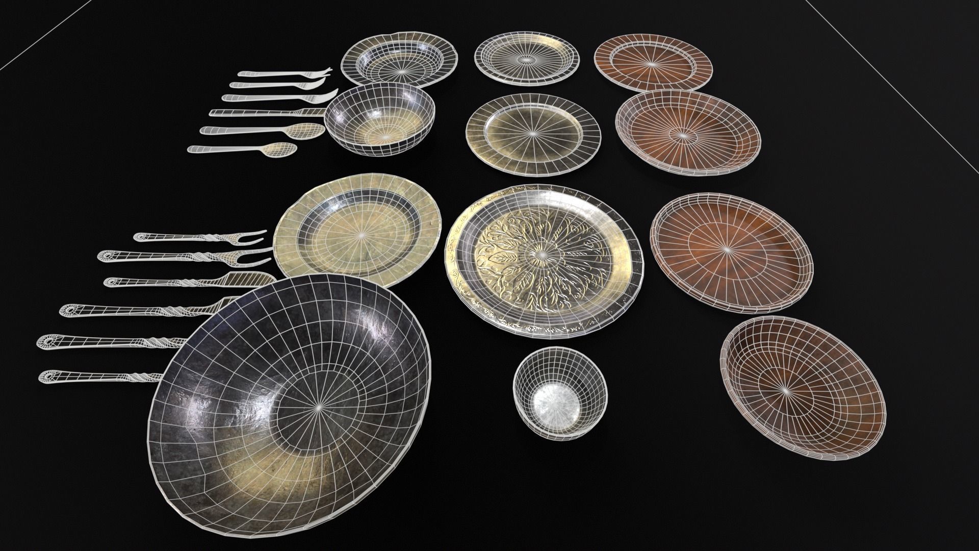 Medieval Dishes Set 3D Model Collection_25