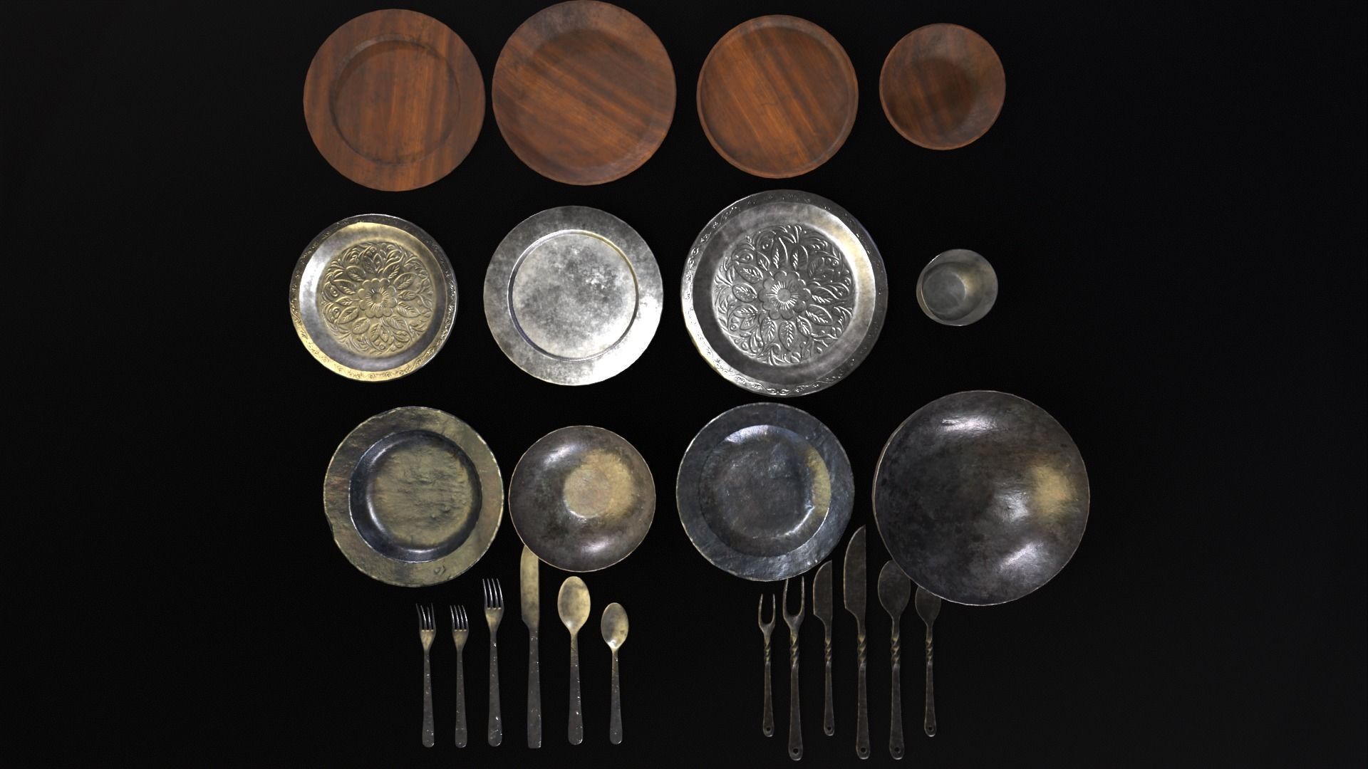 Medieval Dishes Set 3D Model Collection_18