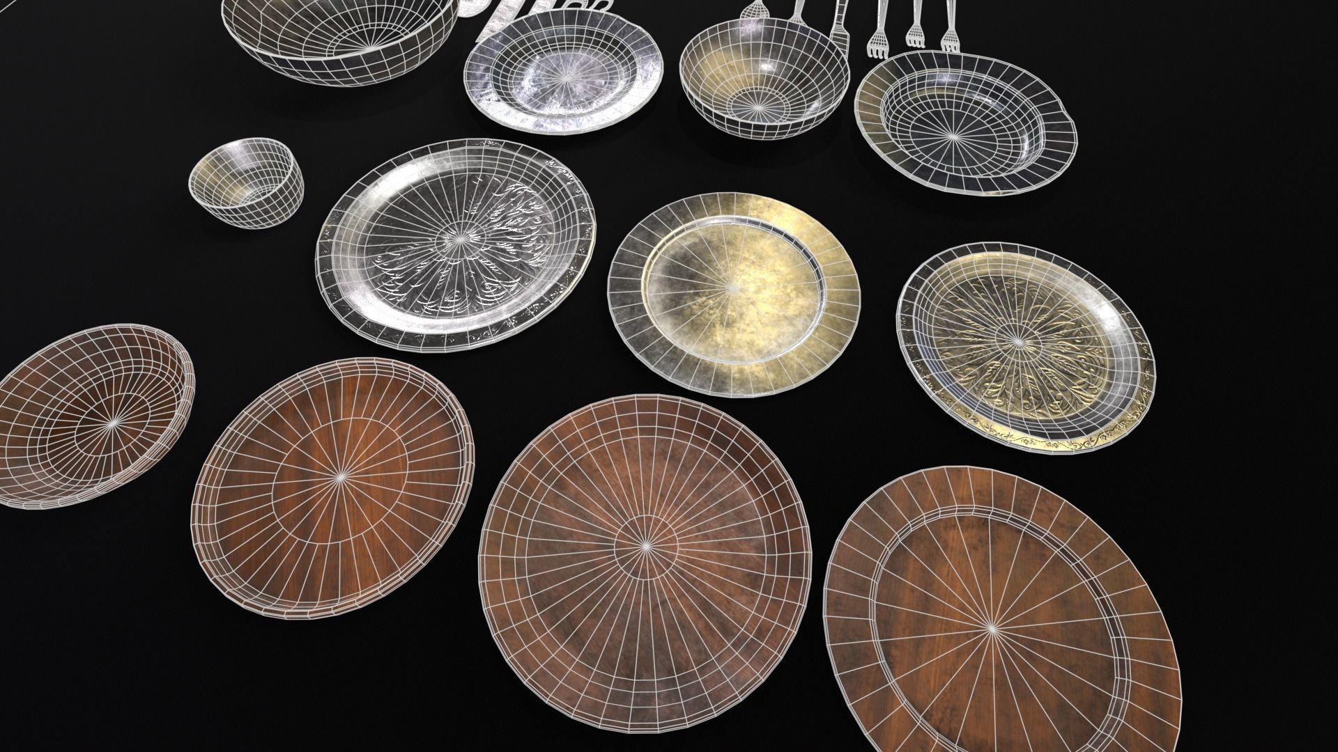 Medieval Dishes Set 3D Model Collection_22