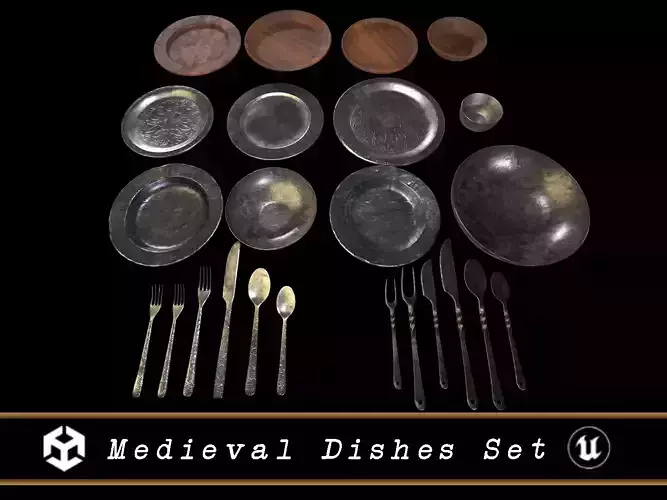 Medieval Dishes Set 3D Model Collection