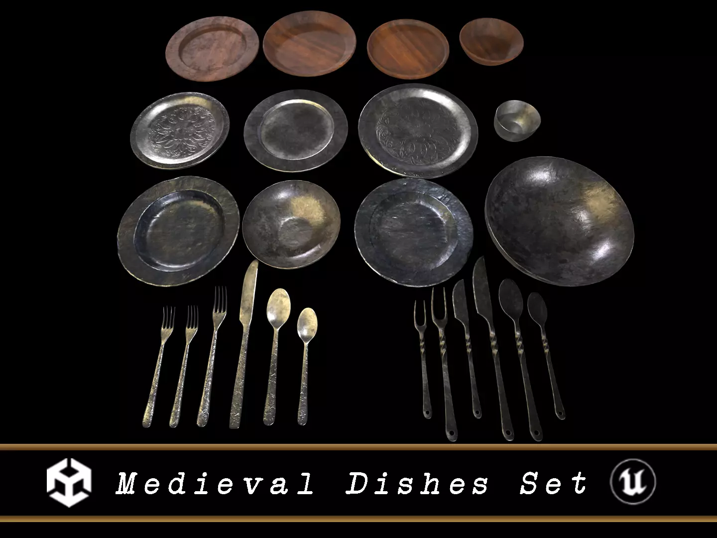 Medieval Dishes Set 3D Model Collection_0