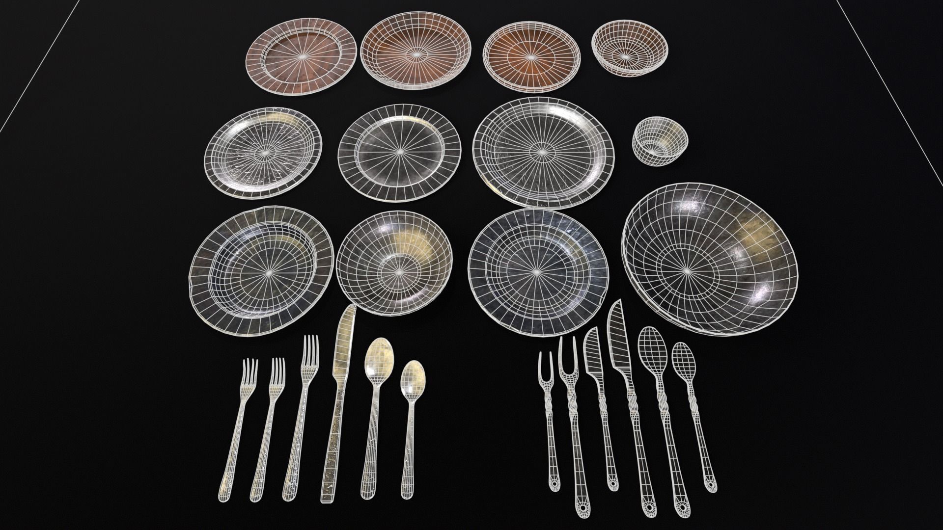 Medieval Dishes Set 3D Model Collection_24