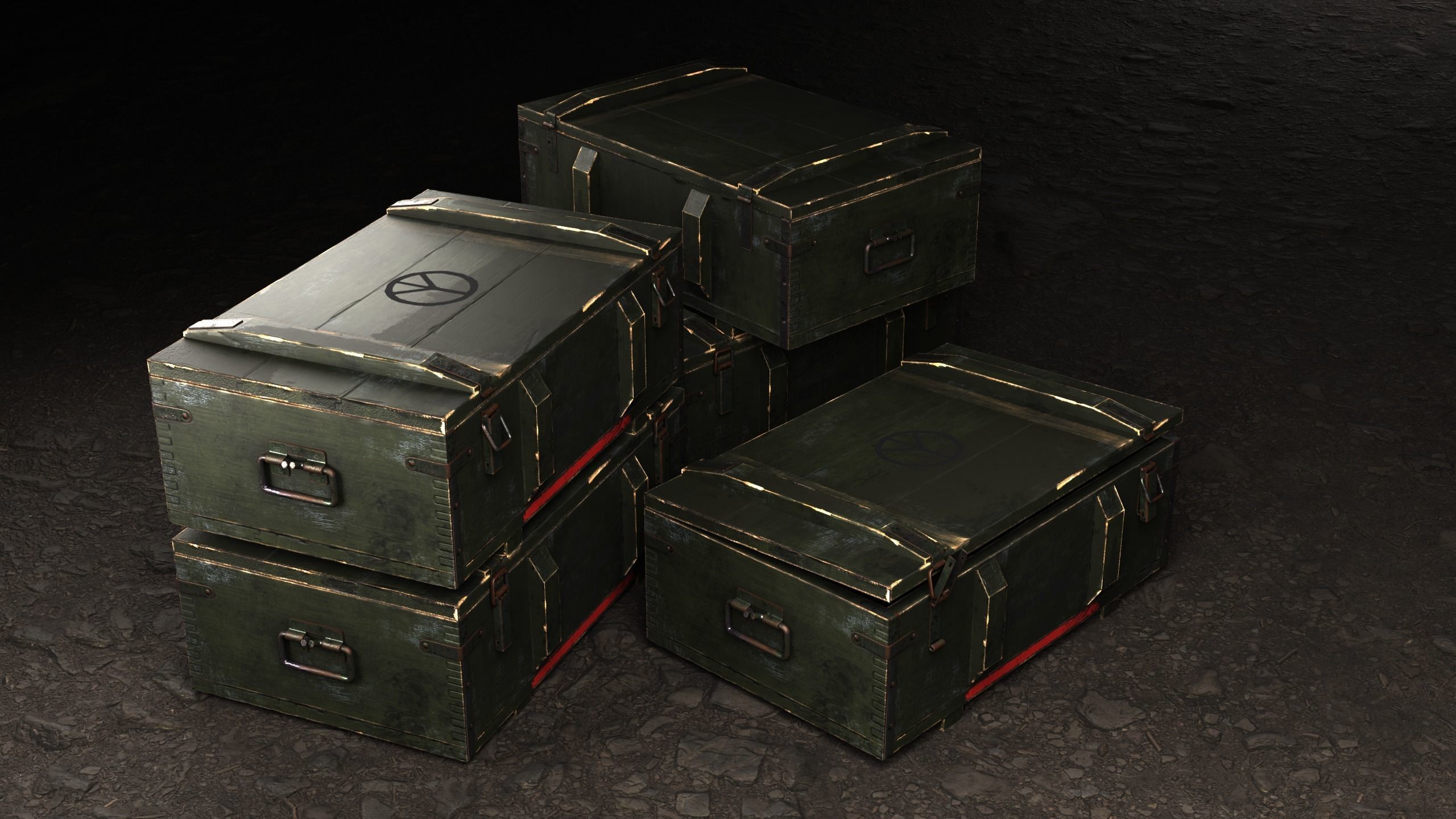 Military Box Low-poly 3D model_1
