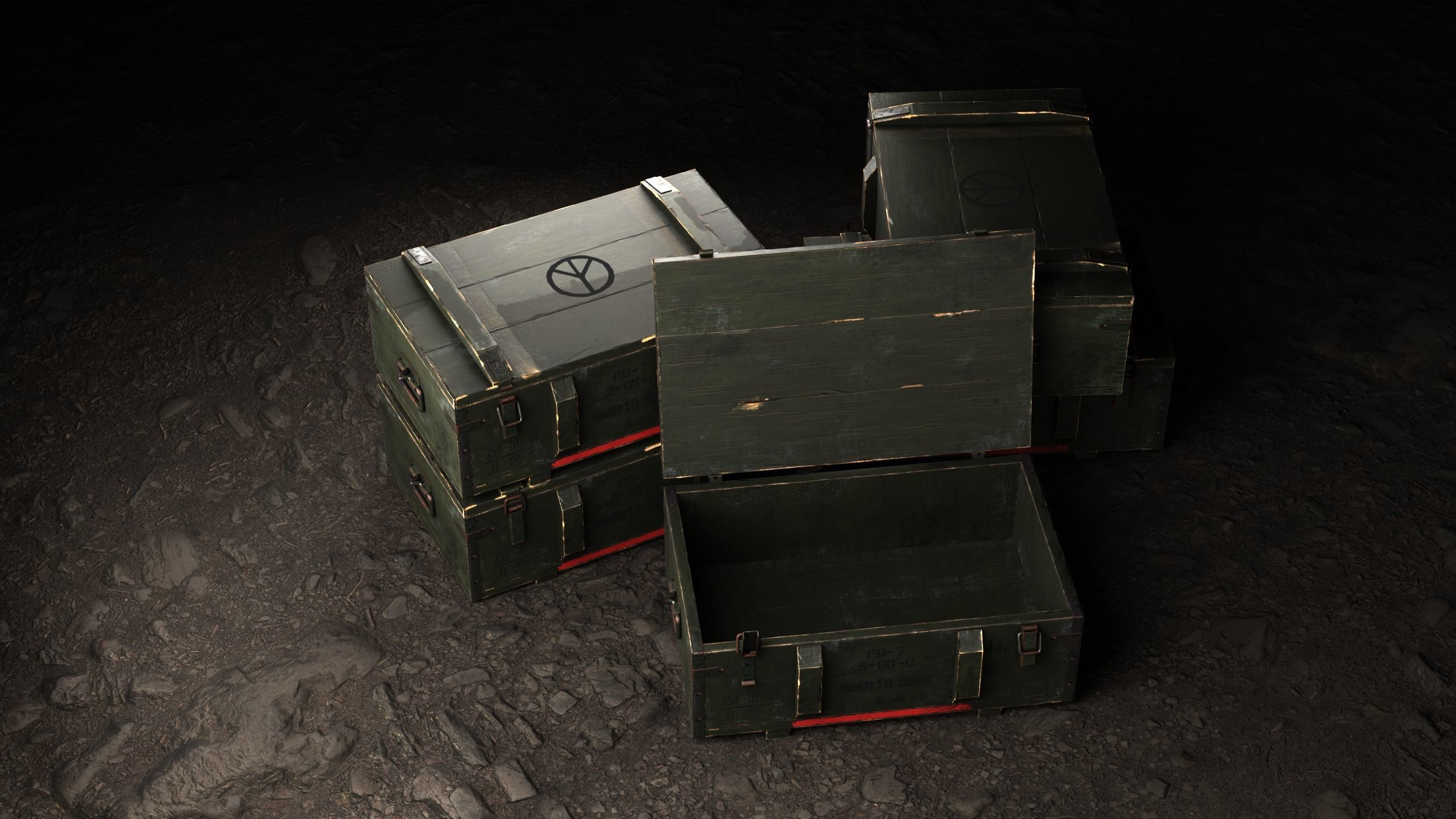 Military Box Low-poly 3D model_2
