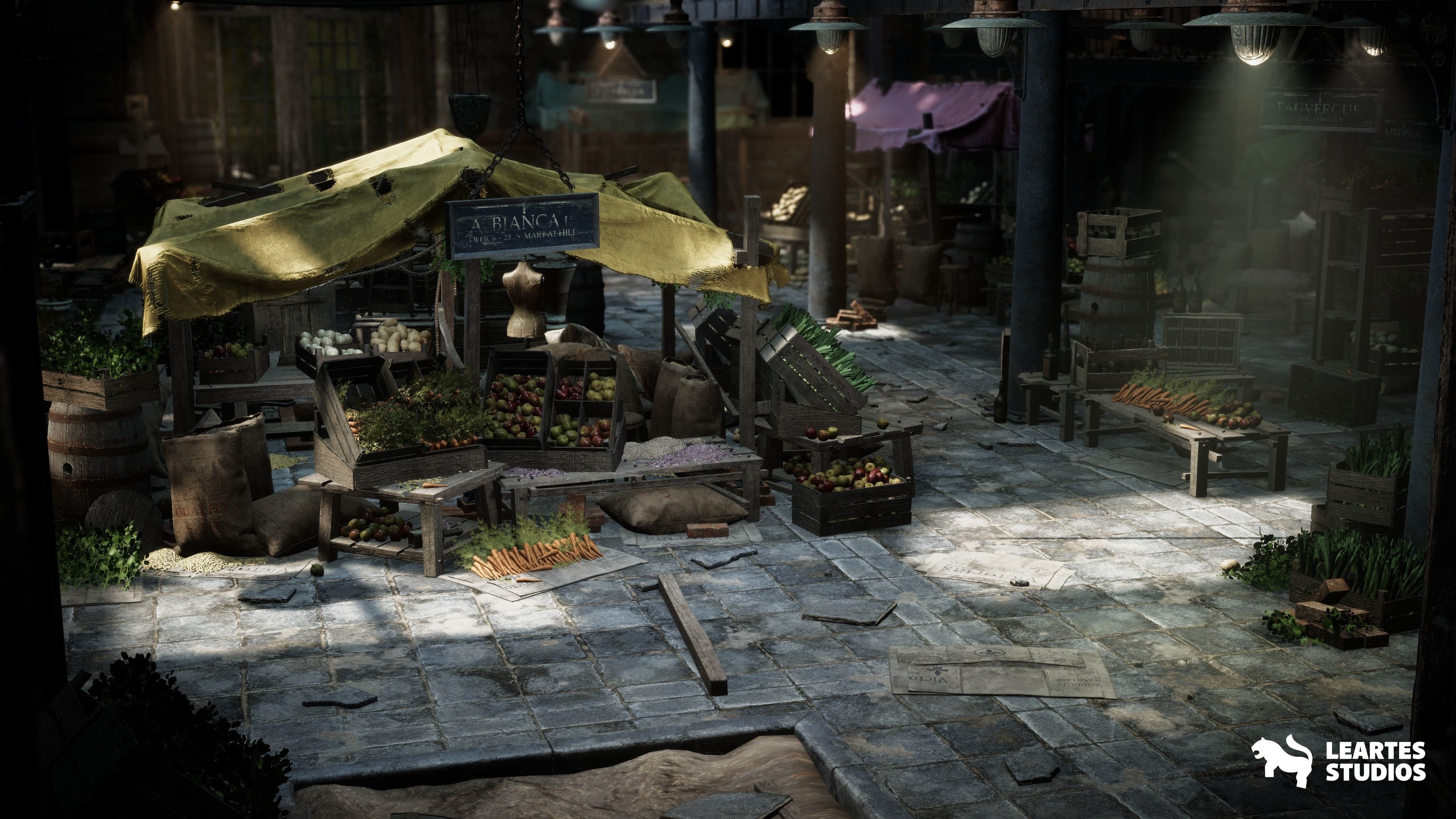 Victorian Market in Abandoned Factory Building Low-poly 3D model_4