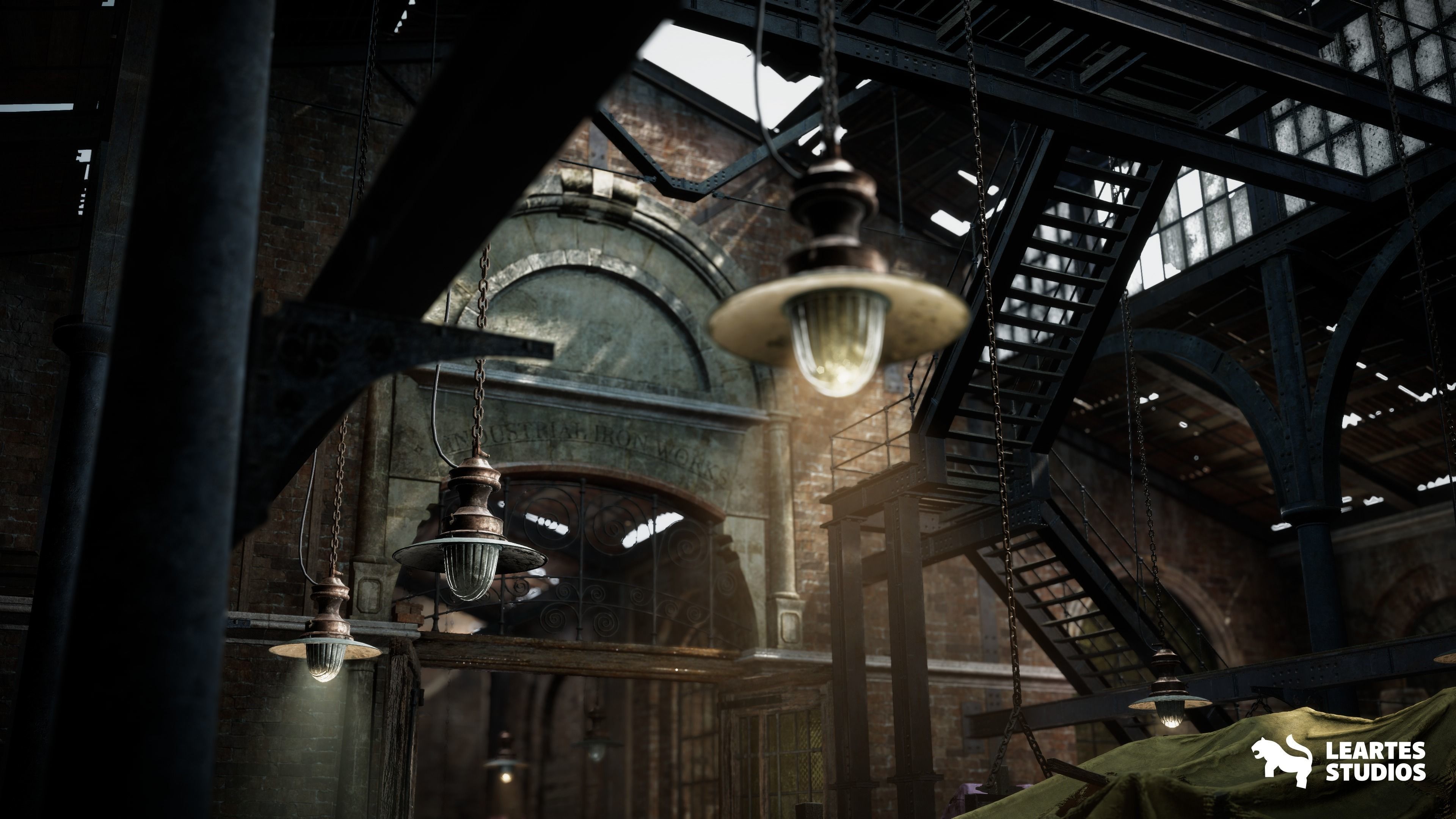 Victorian Market in Abandoned Factory Building Low-poly 3D model_1