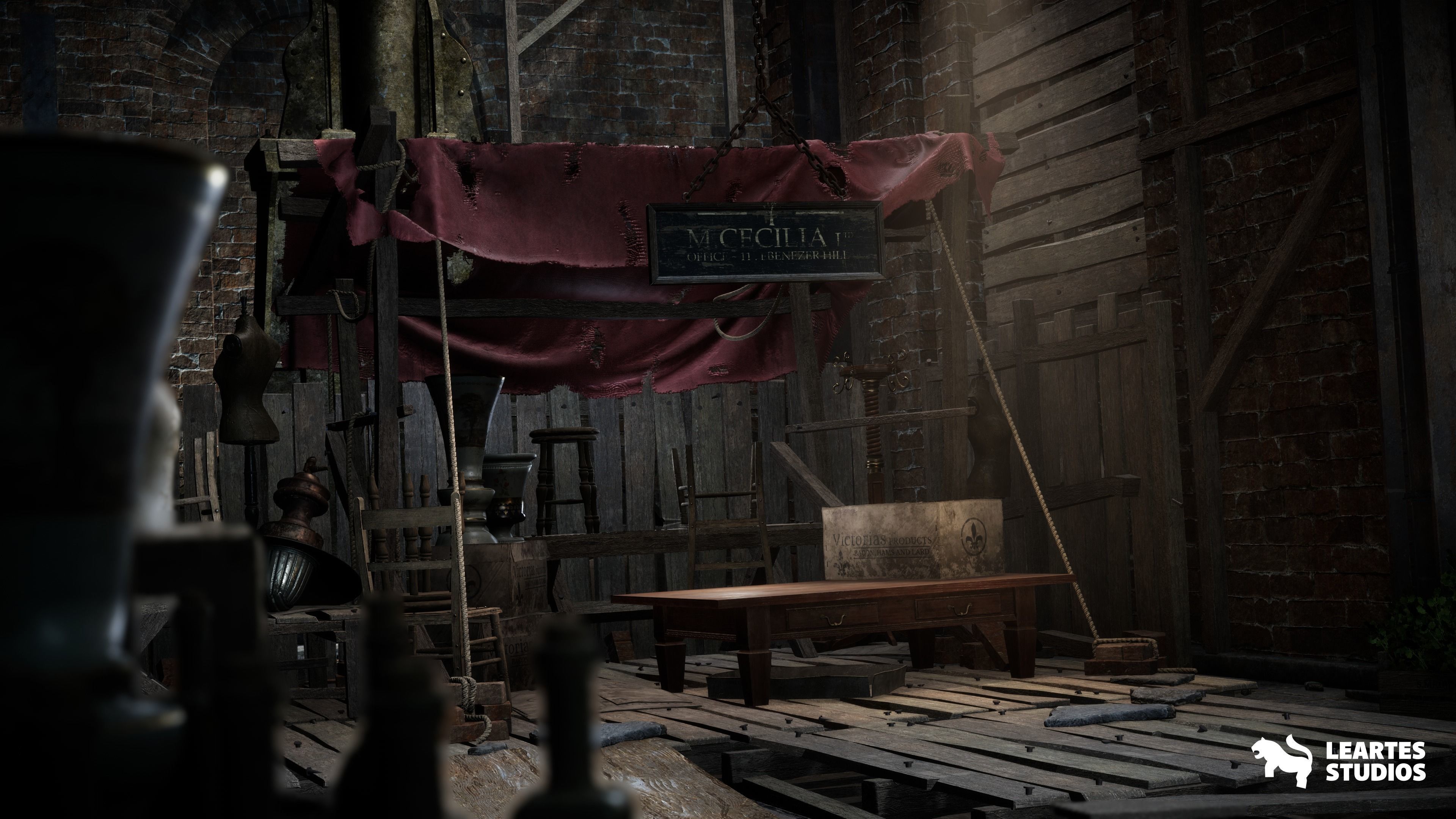 Victorian Market in Abandoned Factory Building Low-poly 3D model_12