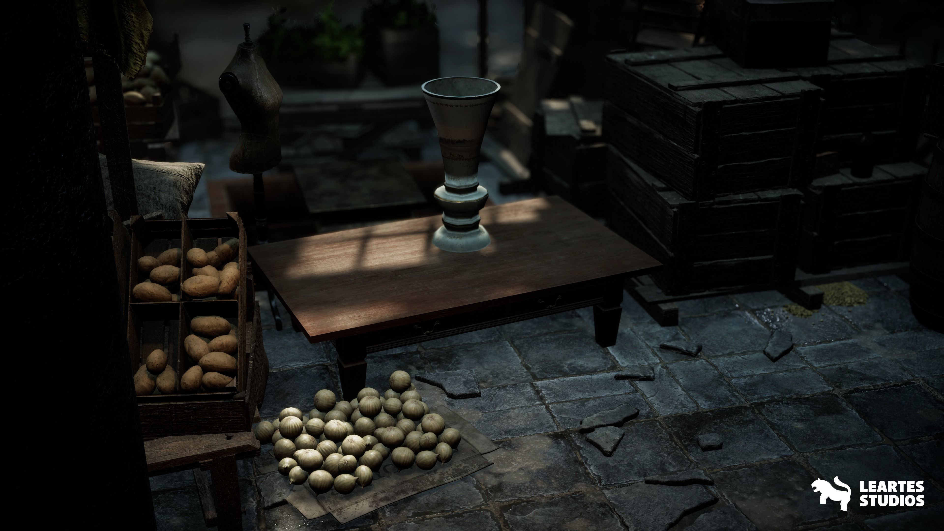 Victorian Market in Abandoned Factory Building Low-poly 3D model_7