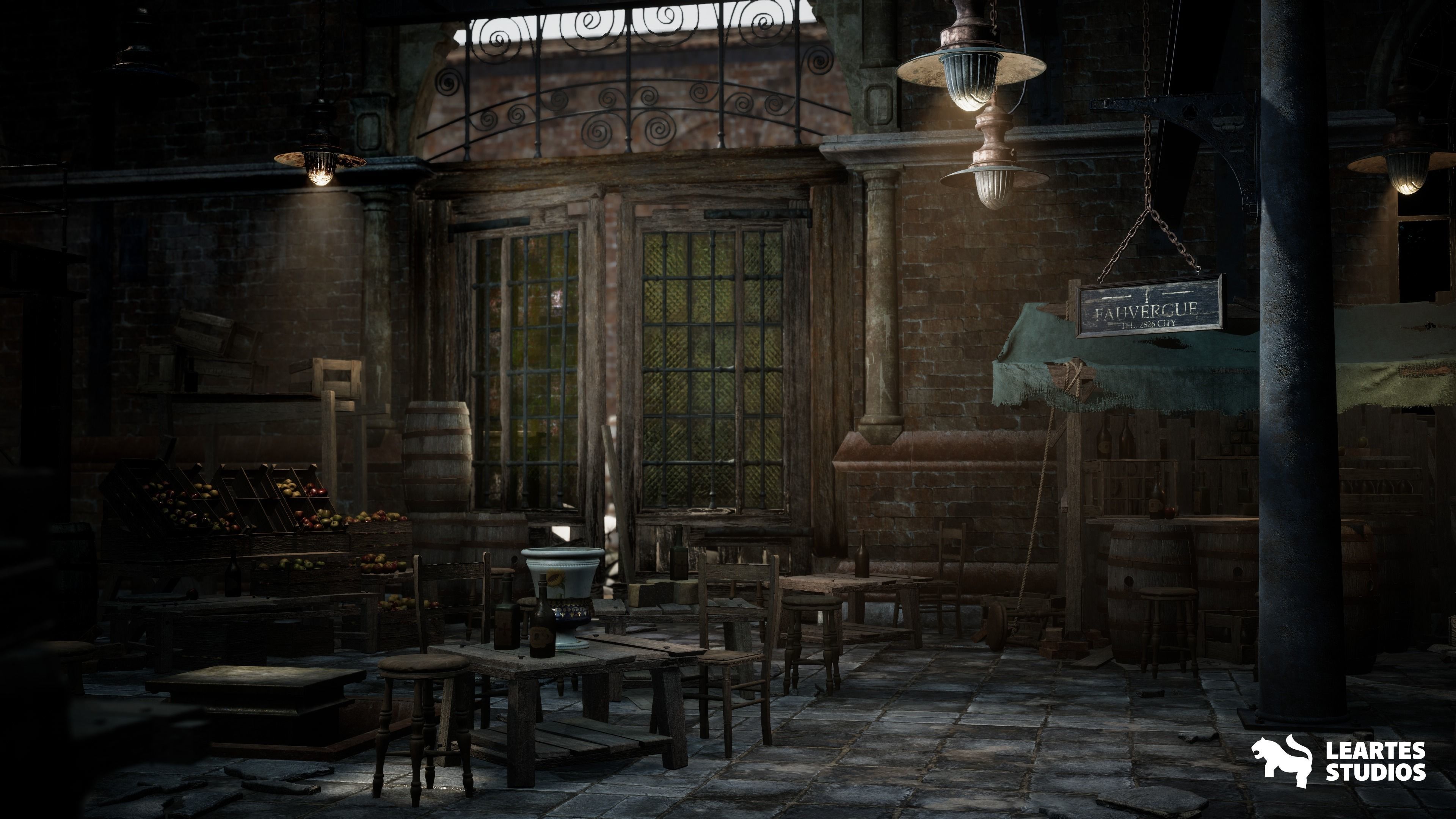 Victorian Market in Abandoned Factory Building Low-poly 3D model_2