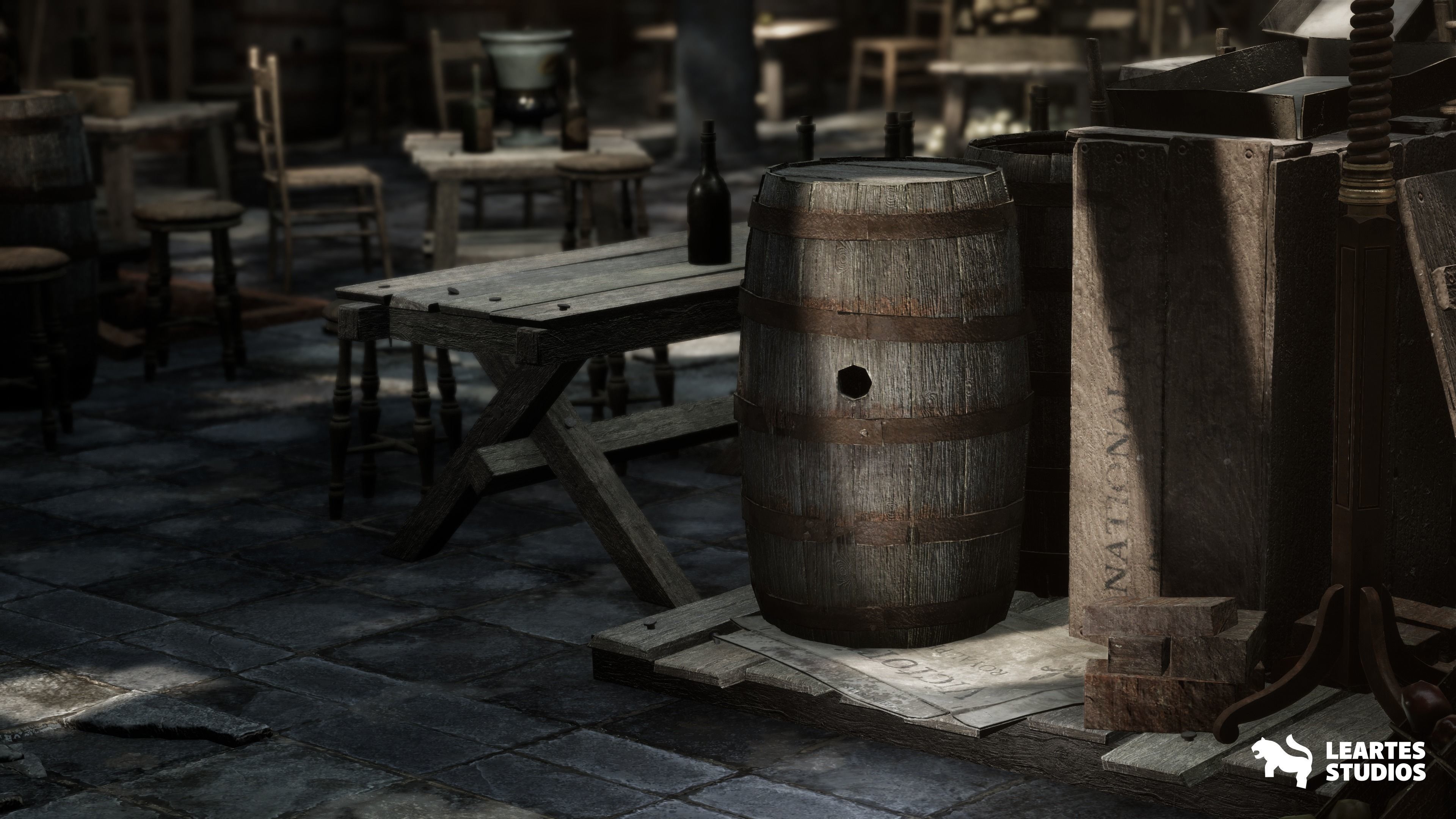 Victorian Market in Abandoned Factory Building Low-poly 3D model_11