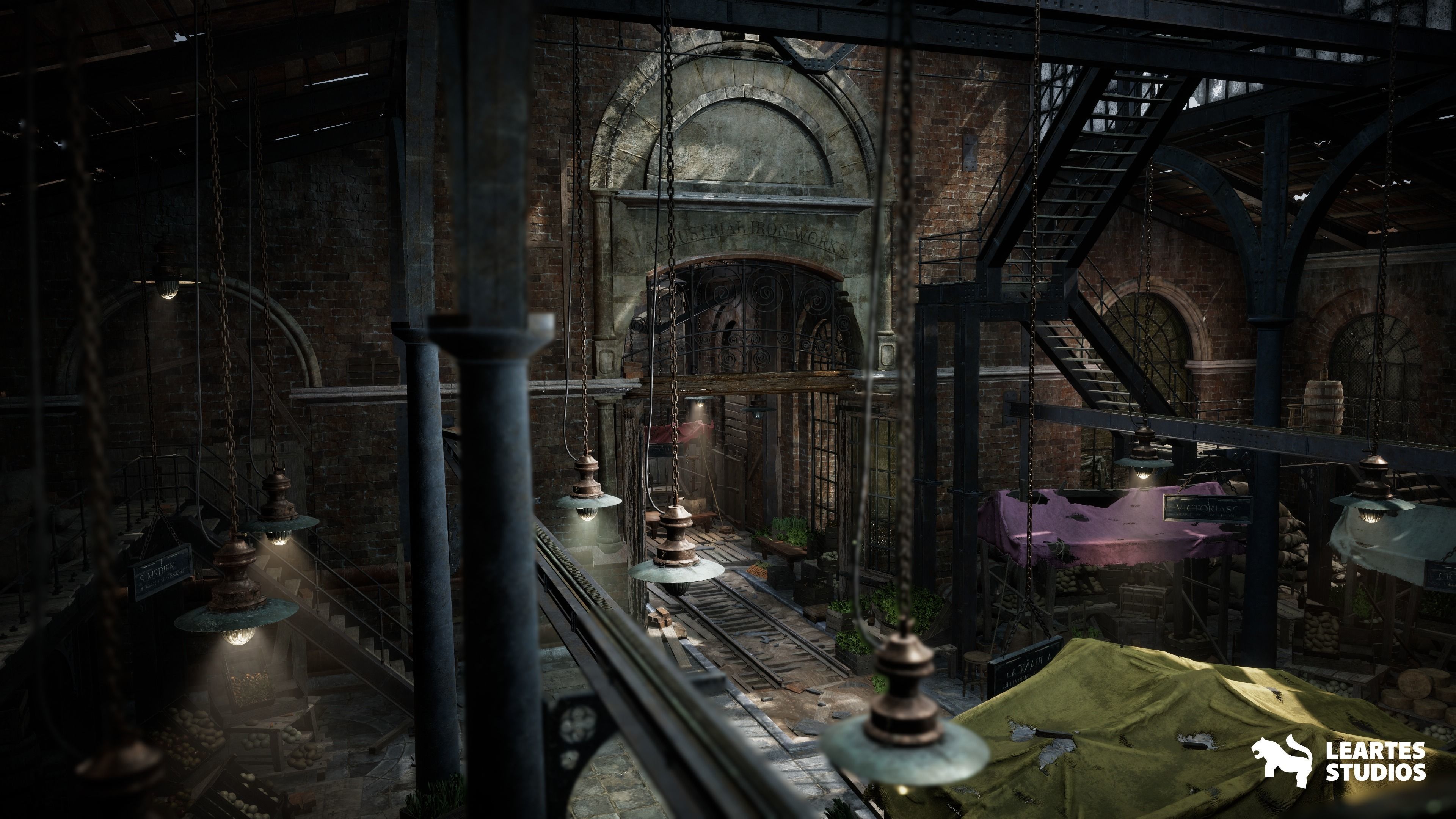 Victorian Market in Abandoned Factory Building Low-poly 3D model_14