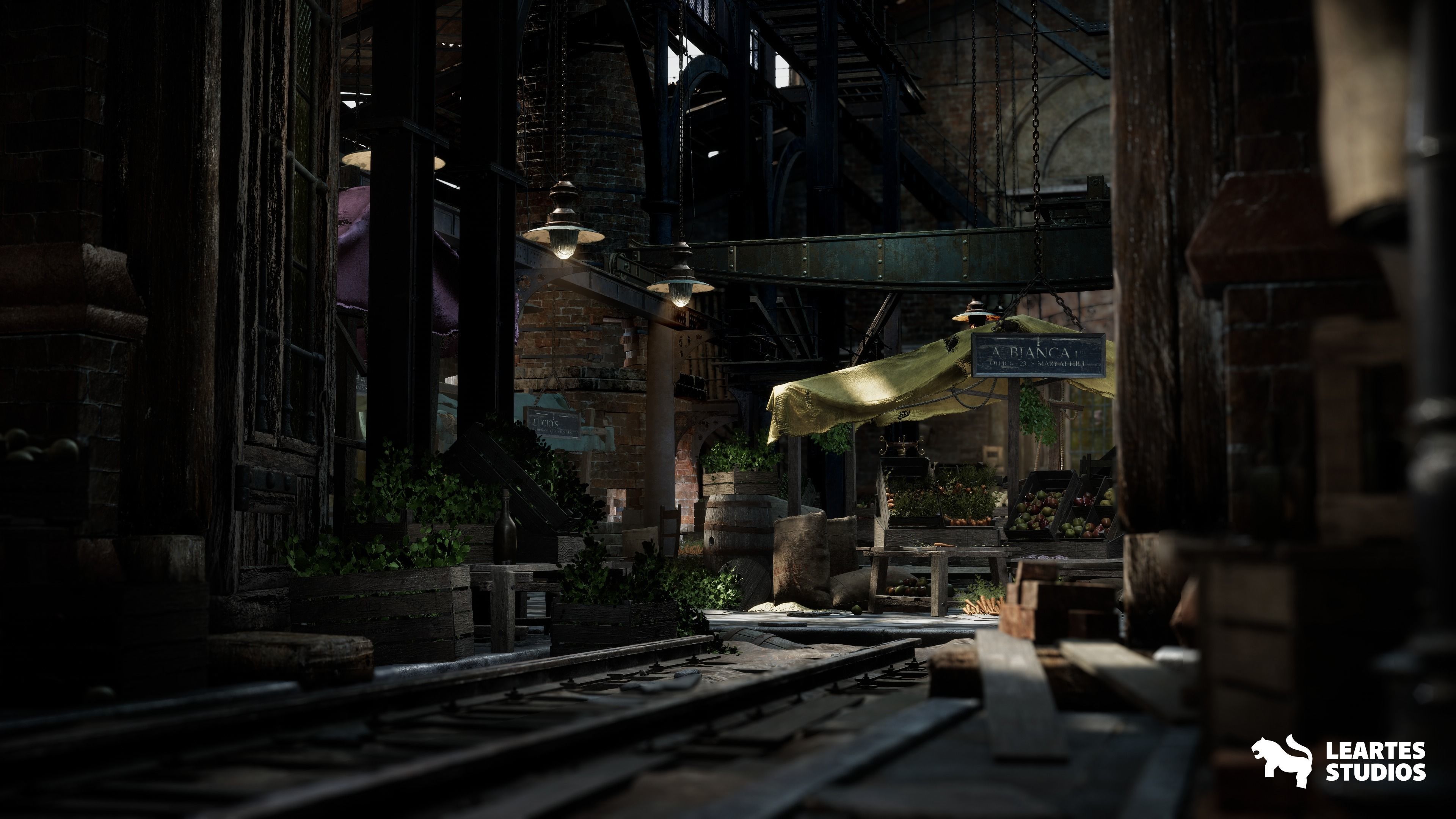 Victorian Market in Abandoned Factory Building Low-poly 3D model_5